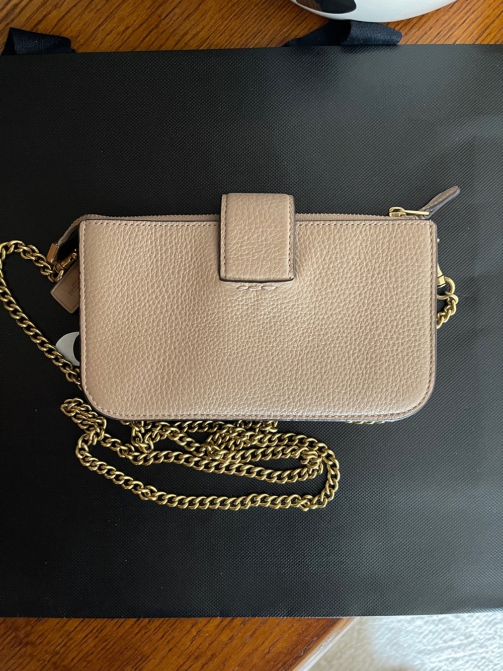Coach Tan/Brown Signature Canvas Crossbody with Gold Chain - Picture 3 of 11